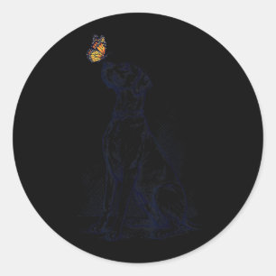 Vintage Great Dane With Butterfly Dog Lover Classic Round Sticker