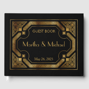 Vintage Great Gatsby Art Deco Gold Foil Guest Book
