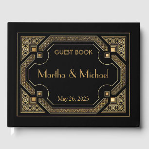 Vintage Great Gatsby Art Deco Gold Guest Book
