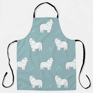vintage Great Pyrenees dog illustration seamless r Apron