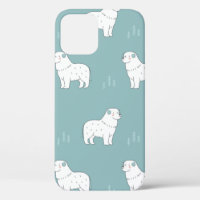 vintage Great Pyrenees dog illustration seamless r