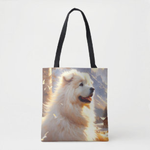Vintage Great Pyrenees Dog Painting Tote Bag