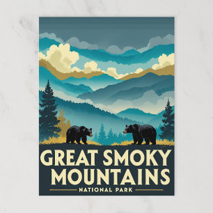 Vintage Great Smoky Mountains Bears Postcard