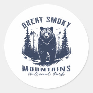 Vintage Great Smoky Mountains National Park Kids H Classic Round Sticker