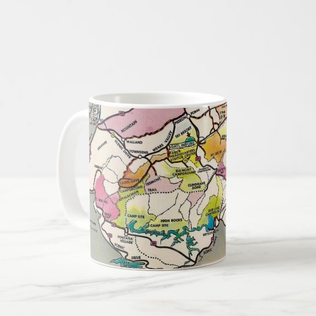 Vintage Great Smoky Mtns. Map Coffee Mug (Front Left)