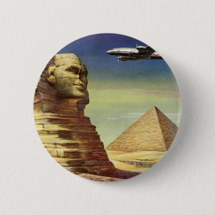 Vintage Great Sphinx of Giza, Pyramids of Egypt 6 Cm Round Badge