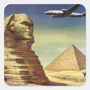 Vintage Great Sphinx of Giza, Pyramids of Egypt Square Sticker