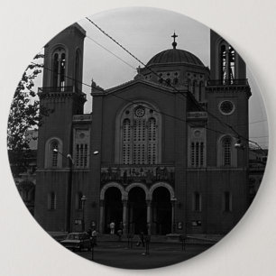 Vintage Greece Athens Church 1970 6 Cm Round Badge