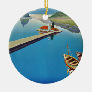 Vintage Greece Travel - Island of Corfu Ceramic Tree Decoration