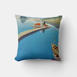 Vintage Greece Travel - Island of Corfu Cushion