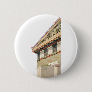 Vintage Greek Architecture, Temple of Athena 6 Cm Round Badge