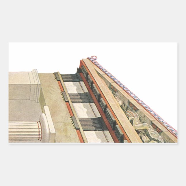 Vintage Greek Architecture, Temple of Athena Rectangular Sticker (Front)