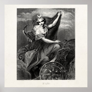 Vintage Greek Goddess Diana Artemis Roman Ancient Poster