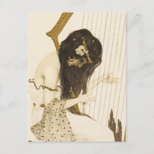 Vintage Greek Harpist Postcard