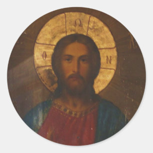 VINTAGE GREEK ORTHODOX ICON CLASSIC ROUND STICKER