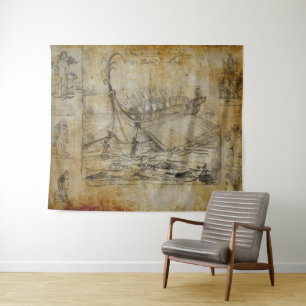 vintage greek ship tapestry