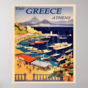 Vintage Greek Travel Advertisement Poster