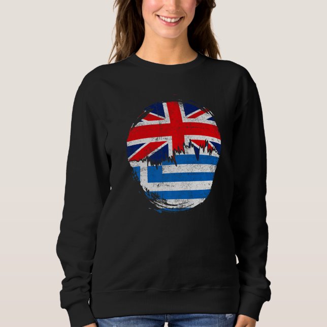 Vintage Greeks British Flag Roots Greece Distresse Sweatshirt (Front)