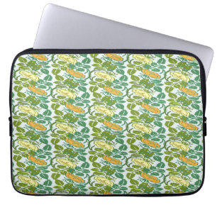 Vintage Green and orange Buttercup floral pattern Laptop Sleeve