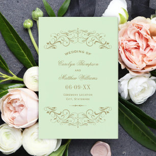 Vintage Green Antique Wedding Programs