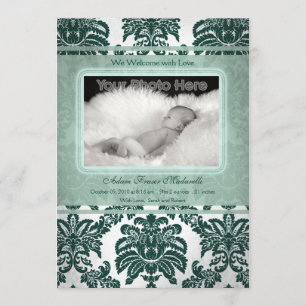 Vintage green baby photo announcement