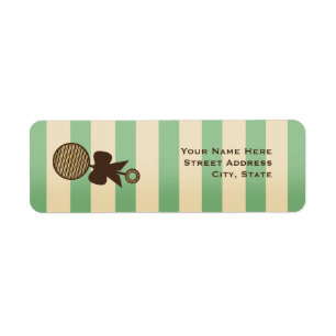 Vintage Green Baby Shower Rattle & Stripes Return Address Label