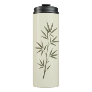 Vintage Green Bamboo Leaves Thermal Tumbler