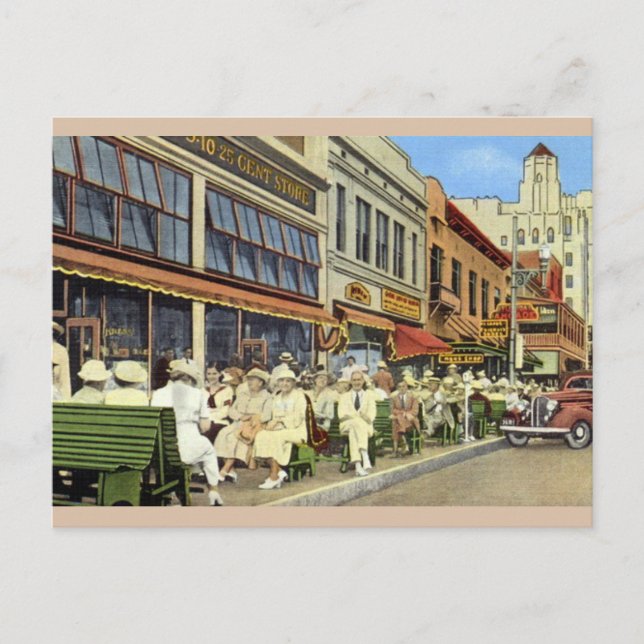 Vintage Green Benches St. Petersburg Postcard (Front)