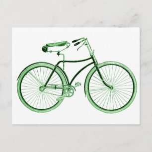 Vintage Green Bicycle Postcard