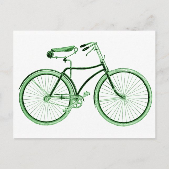 Vintage Green Bicycle Postcard (Front)