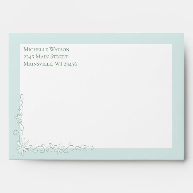 Vintage Green Birth Announcement Gender Neutral Envelope (Front)