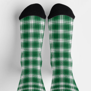 Vintage green black and white rustic tartan plaid socks