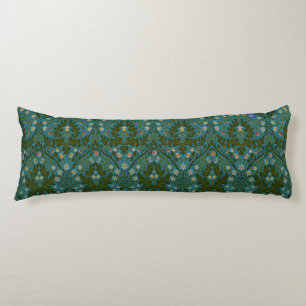 Vintage Green Blue William Morris Autumn Flowers Body Cushion
