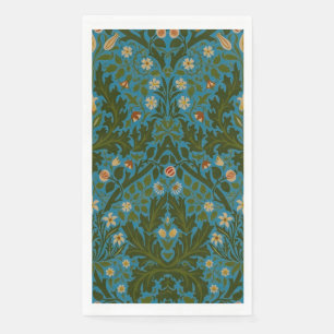 Vintage Green Blue William Morris Autumn Flowers Napkin