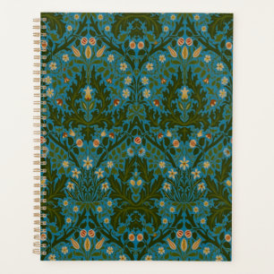 Vintage Green Blue William Morris Autumn Flowers Planner