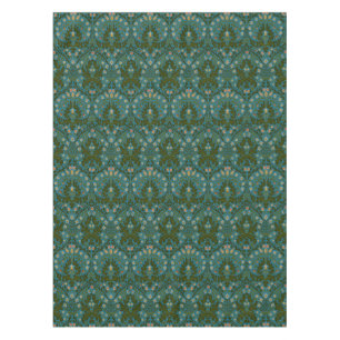 Vintage Green Blue William Morris Autumn Flowers Tablecloth