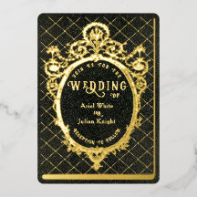 Vintage Green Bookish Ornate Frame Wedding Gold