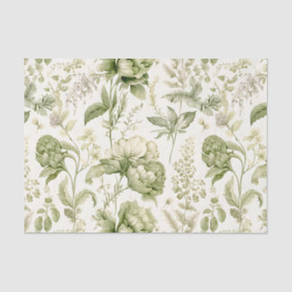 Vintage Green Botanical Tissue Paper