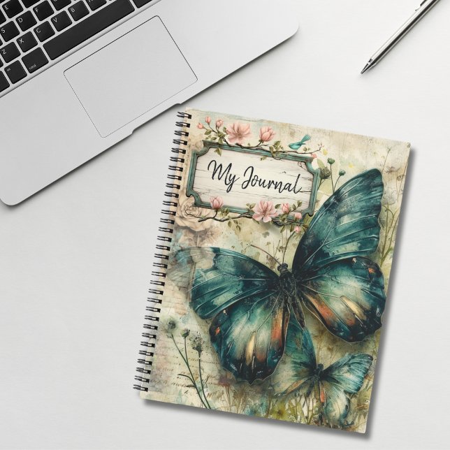 Vintage Green Butterfly Collage Journal (Creator Uploaded)