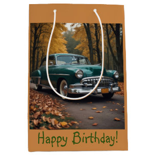 Vintage Green Car Medium Gift Bag