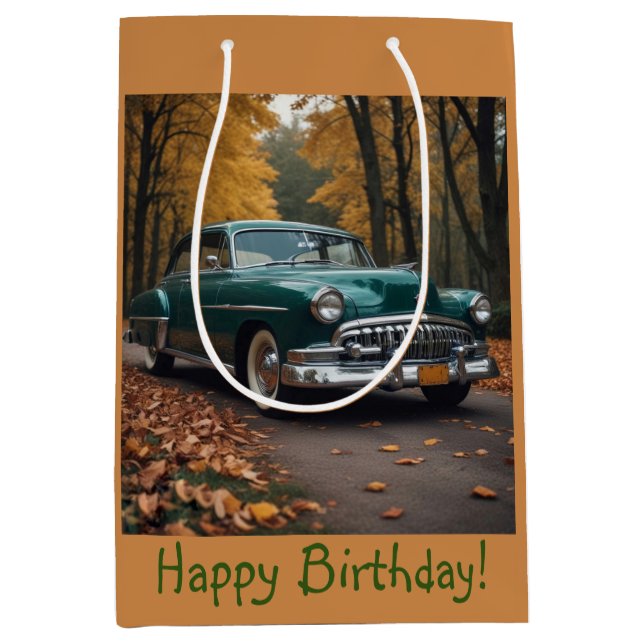 Vintage Green Car Medium Gift Bag (Front)