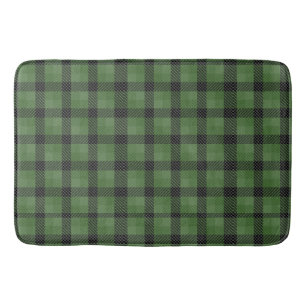 Vintage Green Christmas plaid holiday Gift Bath Mat