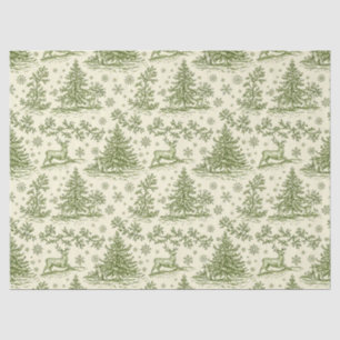 Vintage Green Christmas Toile Deer Pattern Tissue Paper