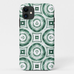 Vintage Green Circles Abstract iPhone 11 Case
