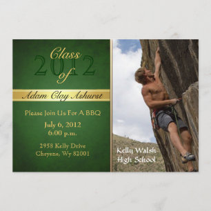 Vintage Green Class Of  Boy Graduation Invitations