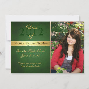Vintage Green Class Of Graduation Invitations