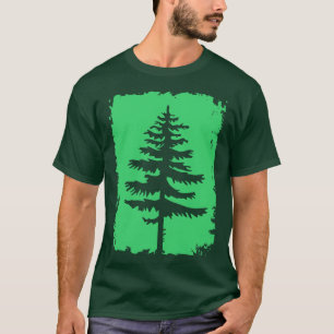Vintage Green Conifer Tree Silhouette Artwork T-Shirt