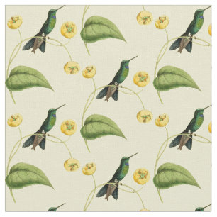 Vintage Green Crowned Brilliant Hummingbird Fabric