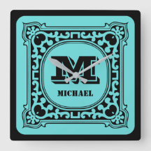 Vintage green decorative alphabet name monogram