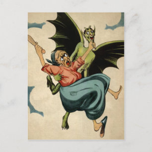 Vintage Green Devil Postcard